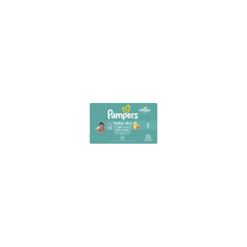 PAMPERS Couches Baby Dry, taille 2, format super, 112 unités