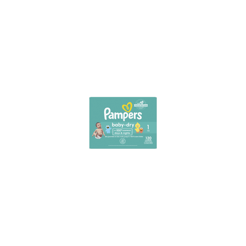 PAMPERS Couches Baby Dry, taille 1, format super, 120 unités