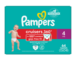 PAMPERS Cruisers 360 couches, taille 4, 64 unités