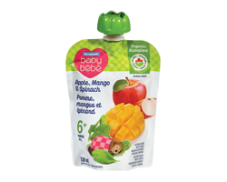 PERSONNELLE BÉBÉ Purée pour bébé 6 mois+, pomme, mangue et épinard, 128 ml