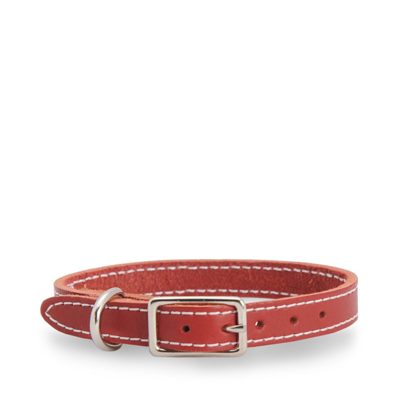 Mira Collier rouge en cuir cousu