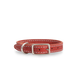 Mira Collier rouge en cuir cousu