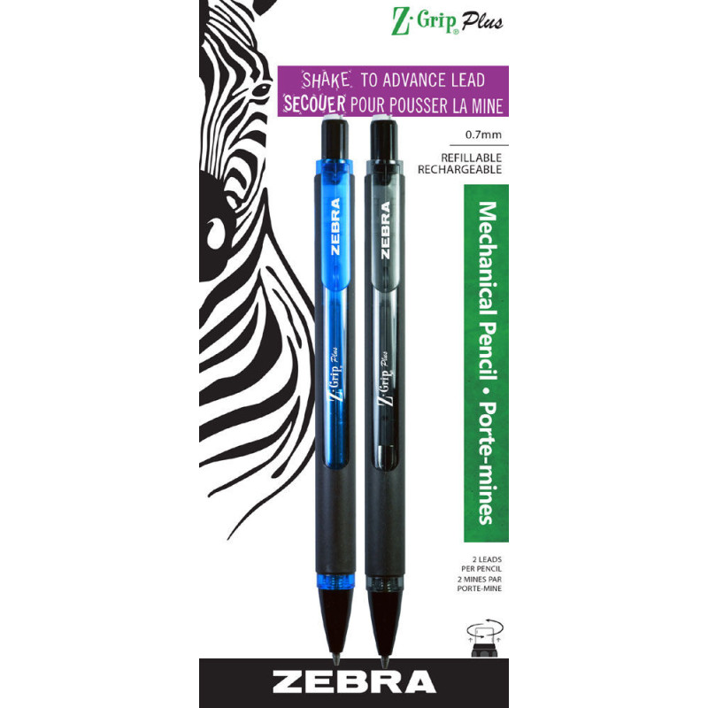 Crayon Mécanique Zebra Zgrip Baril Noir Et Bleu 2Pk