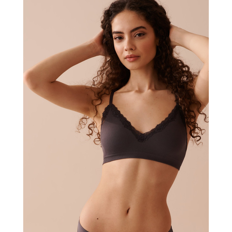 Bralette côtelée sans coutures doublure légère