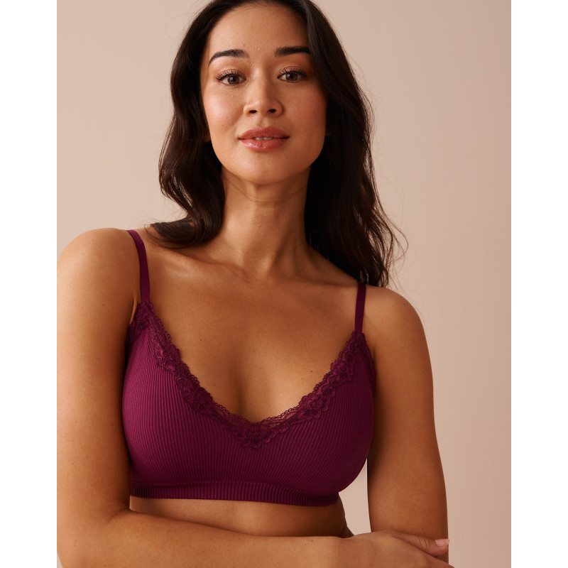 Bralette côtelée sans coutures doublure légère