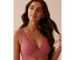 Bralette côtelée push-up plongeant sans coutures