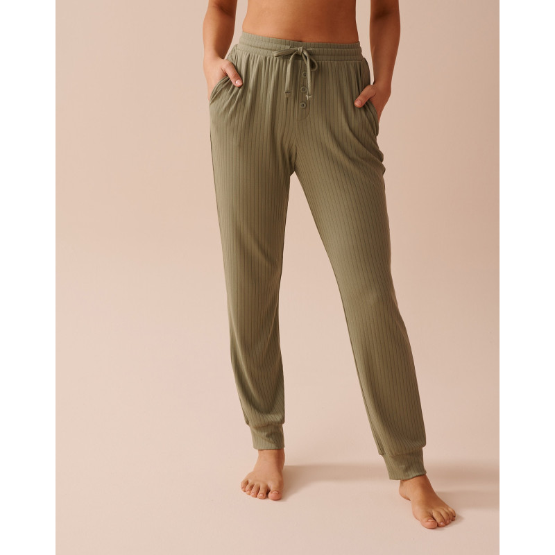 Pantalon de pyjama jogger en jersey côtelé