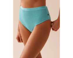 Bas de bikini taille haute texturé BLUE CIEL