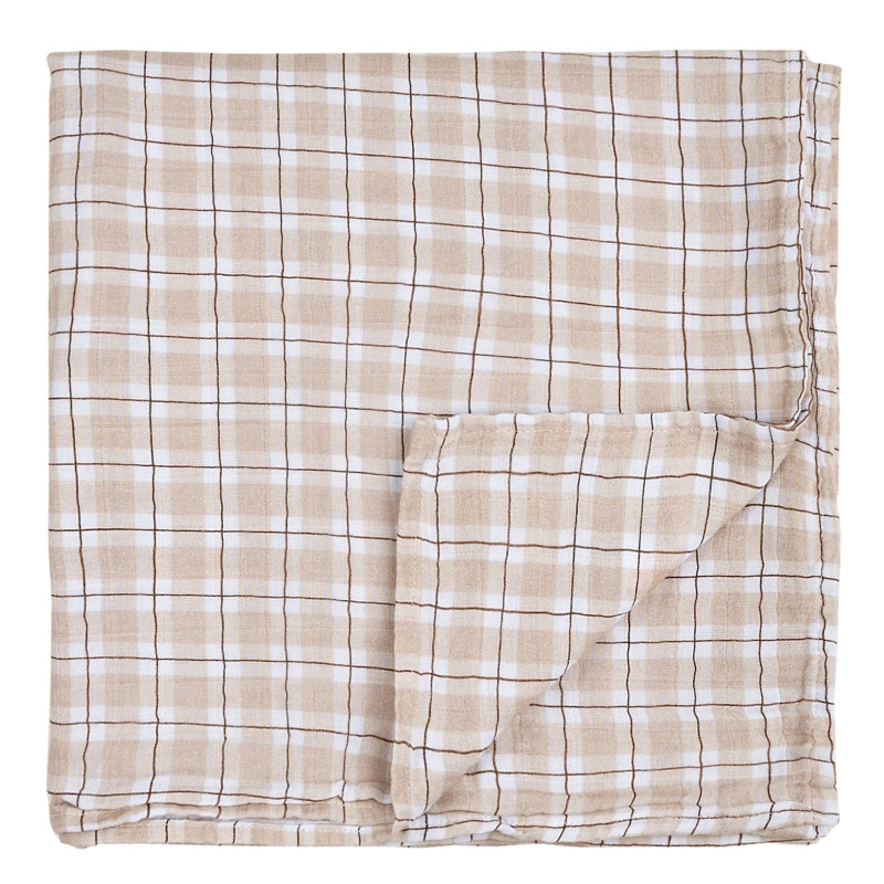 Cream Checked Chiffon