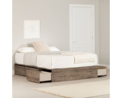 Queen Platform Bed 6 Drawers - Fusion Aged Oak