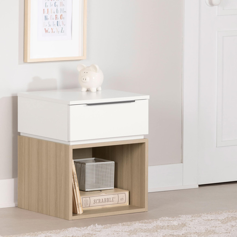 Night Table - Hooray Natural Elm and White