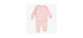 Light pink two piece pajamas with a white dog all over prints in jersey, baby