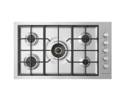 36" Built-in Gas Cooktop, with 5 Sealed Burners, Stainless Steel, Fisher & Paykel Series 9 CG365DNGRX2 N