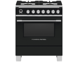 30” Gas Range. Fisher & Paykel 3.5 cu. ft. with 4 burners in Black OR30SCG6B1