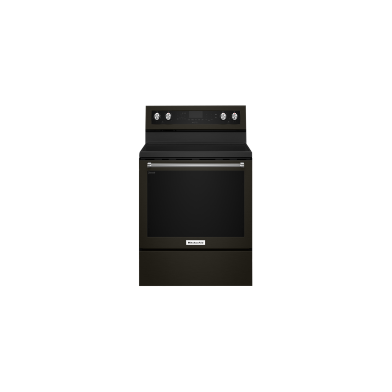 30-inch Vitroceramic Range. KitchenAid 6.4 cu. ft. with 5 burners in Black Stainless Steel YKFEG500EBS