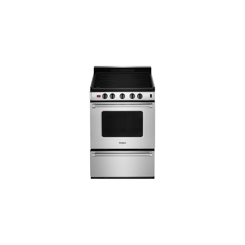 Cuisinière en Vitrocéramique de 24 po. Whirlpool 2.96 pi.cu avec 4 brûleurs en Inox YWFE50M4HS