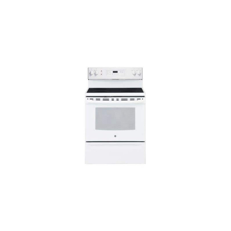 Cuisinière en Vitrocéramique de 30 po. GE 5 pi.cu avec 4 brûleurs en Blanc JCB630DKWW