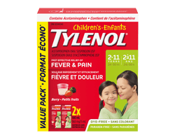 TYLENOL Duo de suspension d'acétaminophène pour enfants, petits fruits, 2 x 100 ml