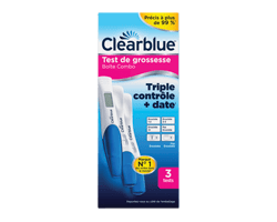 CLEARBLUE Boîte combo tests de grossesse avec triple vérification et date, 3 unités