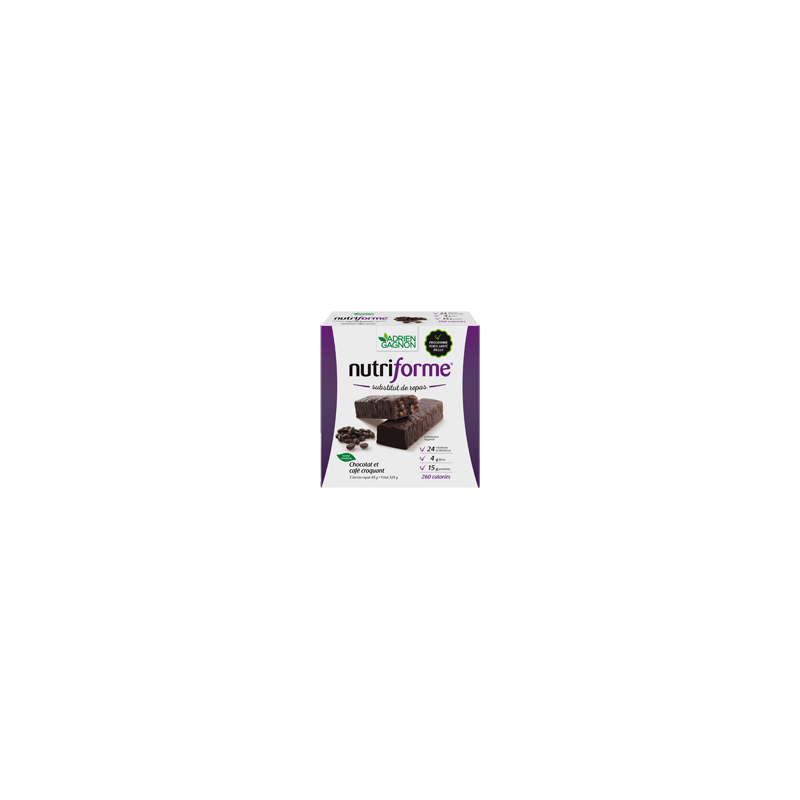 ADRIEN GAGNON Nutriforme barres de remplacement de repas, chocolat et café croquant, 5 x 65 g