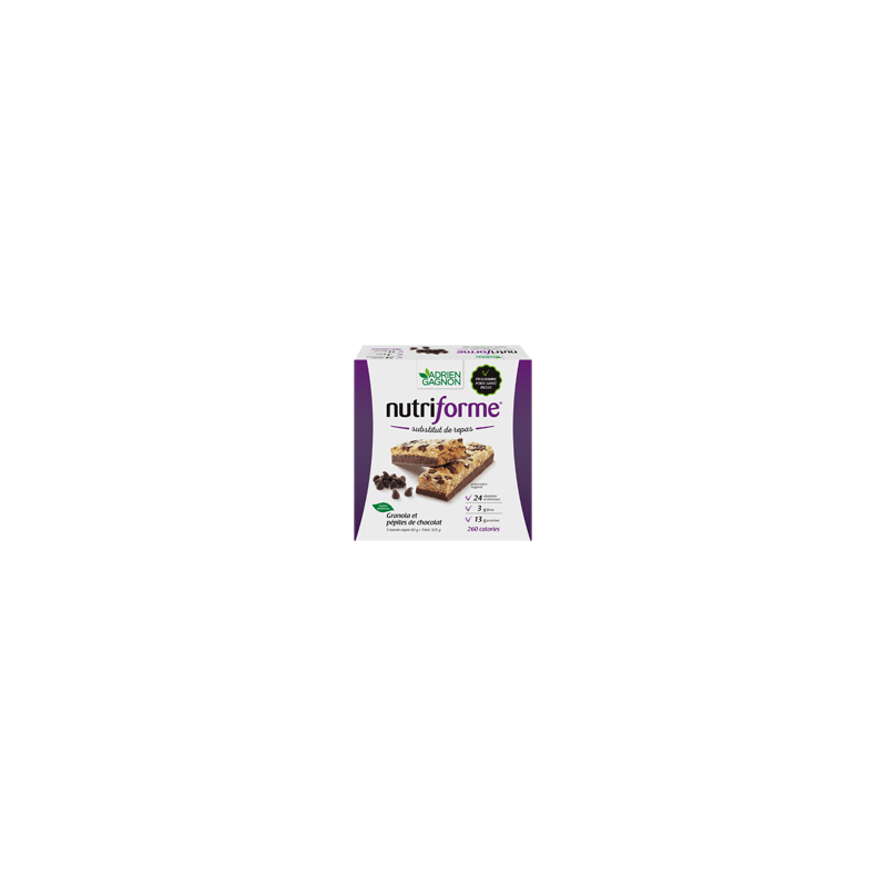 ADRIEN GAGNON Nutriforme barres de remplacement de repas, granola et pépites de chocolat, 5 x 65 g