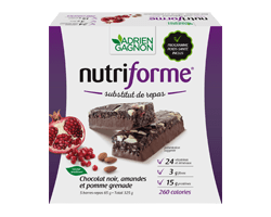 ADRIEN GAGNON Nutriforme substitut de repas, chocolat noir, amandes et pomme-grenade, 5 x 65 g