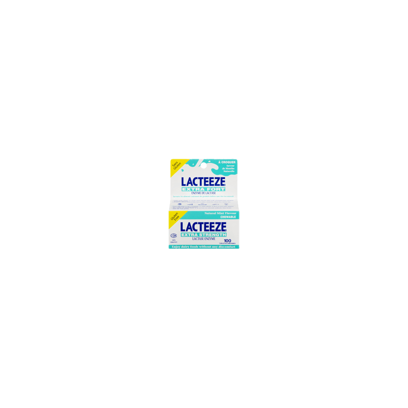 LACTEEZE Enzyme de lactase extra-fort, mint, 100 unités