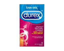 DUREX Condoms Durex Orgasme Mutuel nervurés, microperlés et enrobés de gel retardant, 12 unités