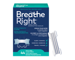 BREATHE RIGHT Bandelettes nasales extra fortes, transparentes, 44 unités