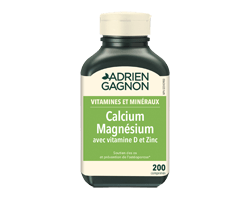 ADRIEN GAGNON Calcium magnésium avec vitamine D et zinc, 200 unités