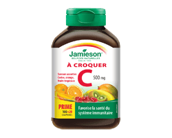 JAMIESON Vitamine C 500 mg  croquable, saveurs assorties, 120 unités