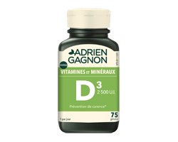 ADRIEN GAGNON Vitamine D 2500 U.I., 75 unités