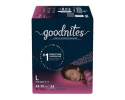 GOODNITES Sous-vêtements de nuit pour filles, larges, 34 unités