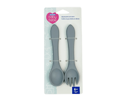 PERSONNELLE Cuillère et fourchette en silicone pour bébés, bleu, 2 unités