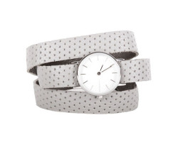 Montre pour femme 3 tours en cuir recyclé gris