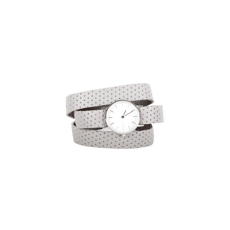 Montre pour femme 3 tours en cuir recyclé gris