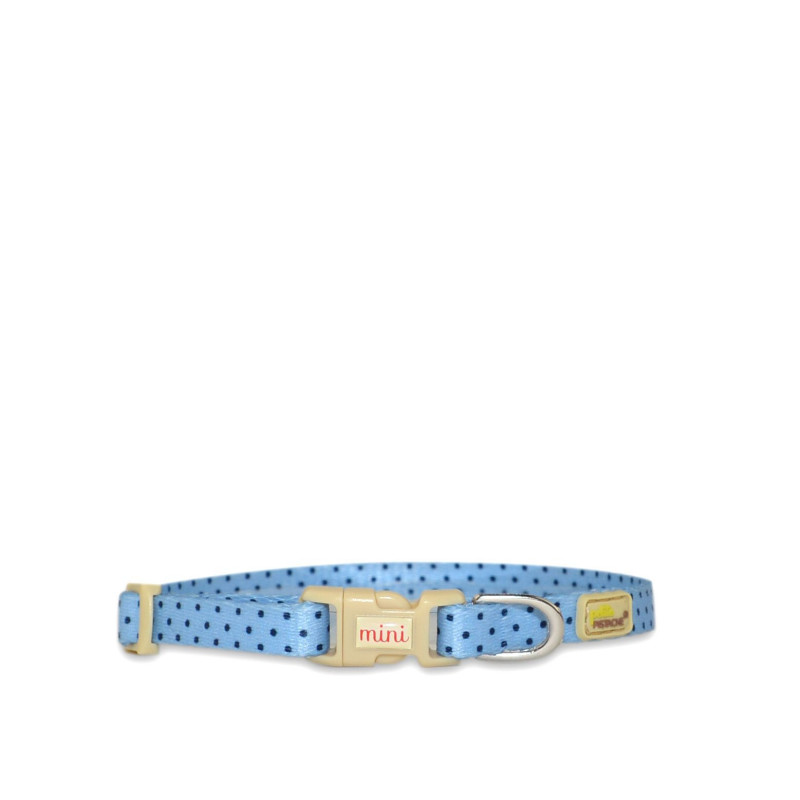 Collar for small dogs, blue polka dots