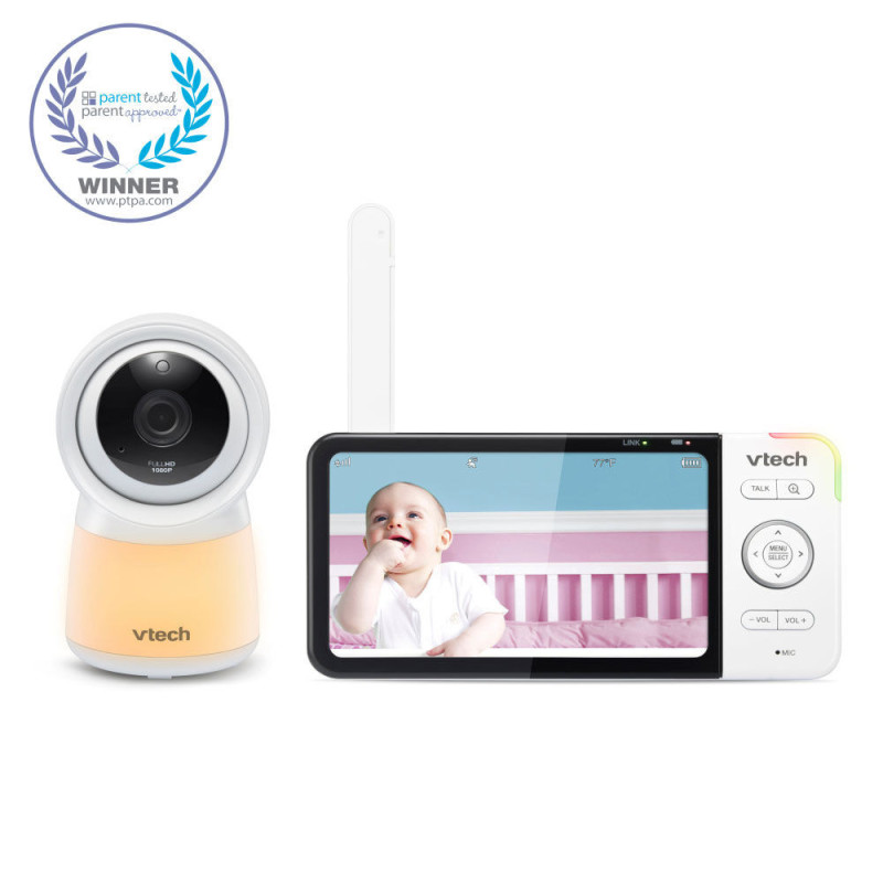 Moniteur vidéo de bébé 1080p intelligent Wi-Fi de 5 po doté d'une caméra HD, d'une veilleuse intégrée et d'une, caméra, blanc R