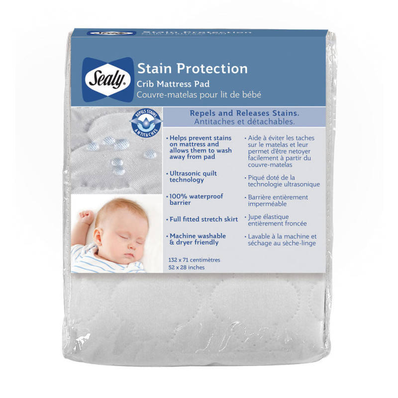 Couvre-matelas pour lit de bébé Sealy Stain Protection.