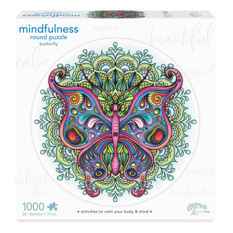 Mindful Living 1000 pc. Mandala Puzzle - Butterfly - Édition anglaise