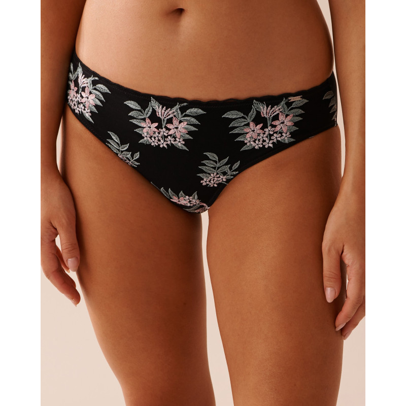 Culotte bikini microfibre et résille dos lisse