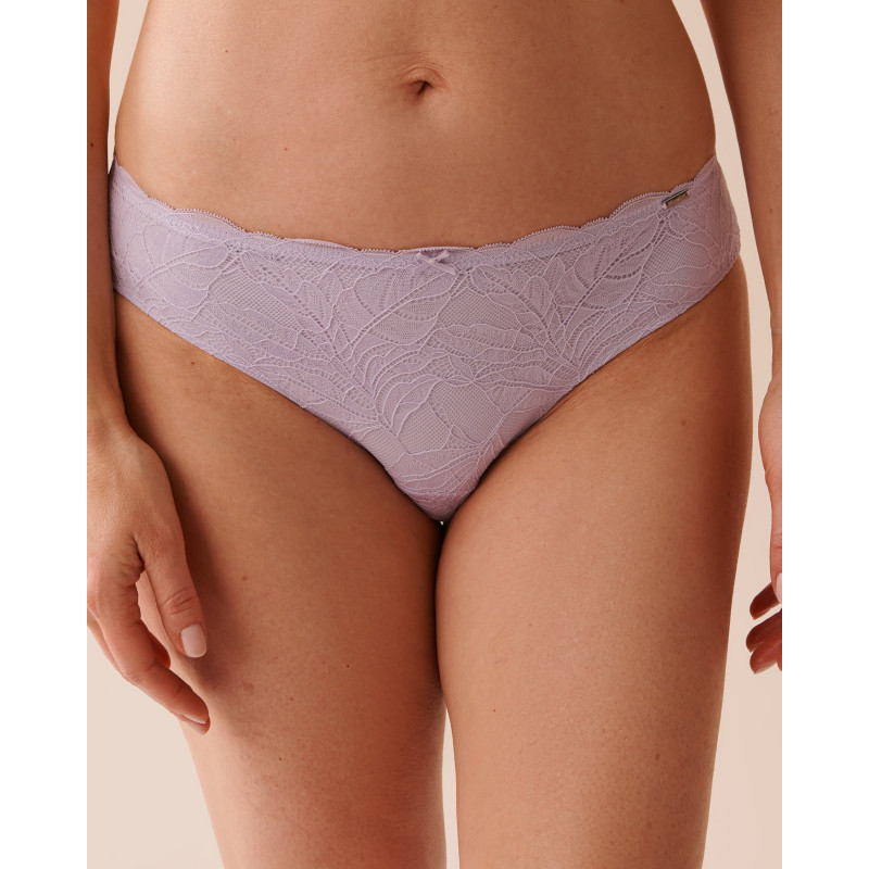 Culotte bikini microfibre et dentelle dos lisse