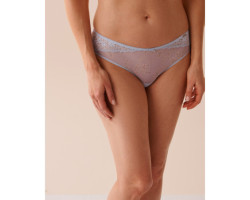 Culotte cheeky en dentelle et résille bordure festonnée