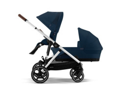 Cybex Poussette Double Gazelle S 2 – Châssis argent / Nacelle Bleu Océan