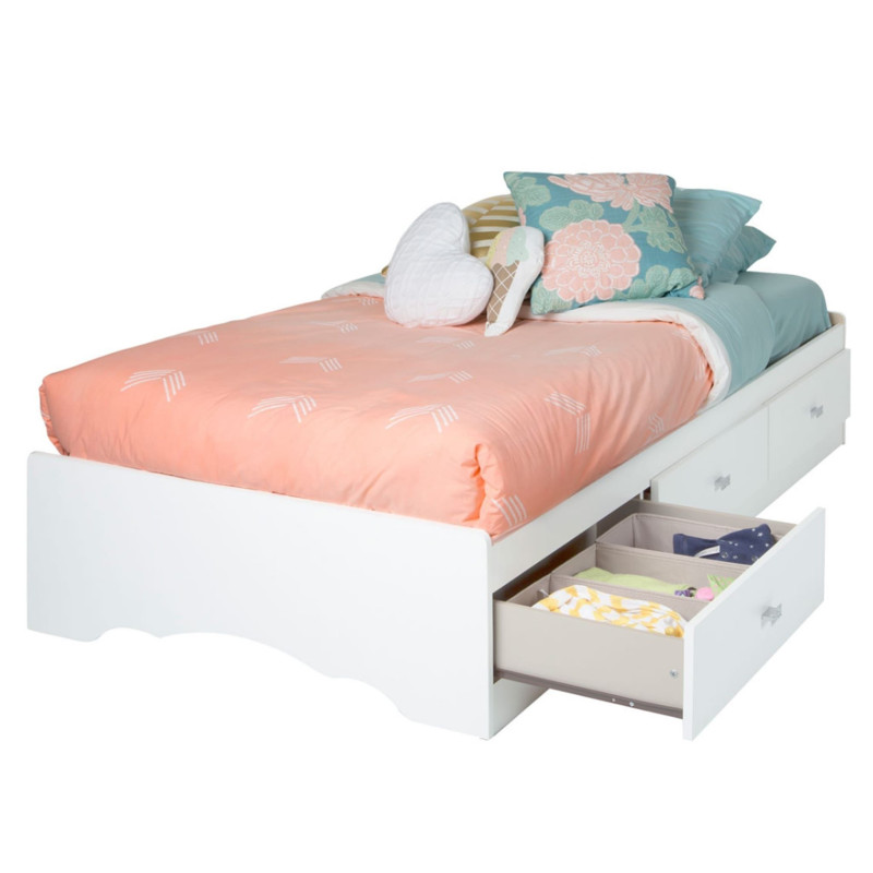 Tiara Single Mates Bed 3 Drawers - Solid White