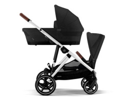 Cybex Poussette double Gazelle S 2 – Châssis argent/Nacelle noir moon