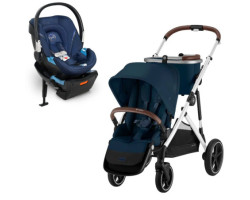 Cybex Système de voyage Poussette Gazelle S 2 + Siège d'Auto Aton2 avec Sensorsafe - Bleu Denim