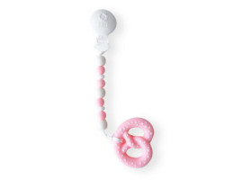 Pretzel and Pacifier Clip Duo - Old Rose