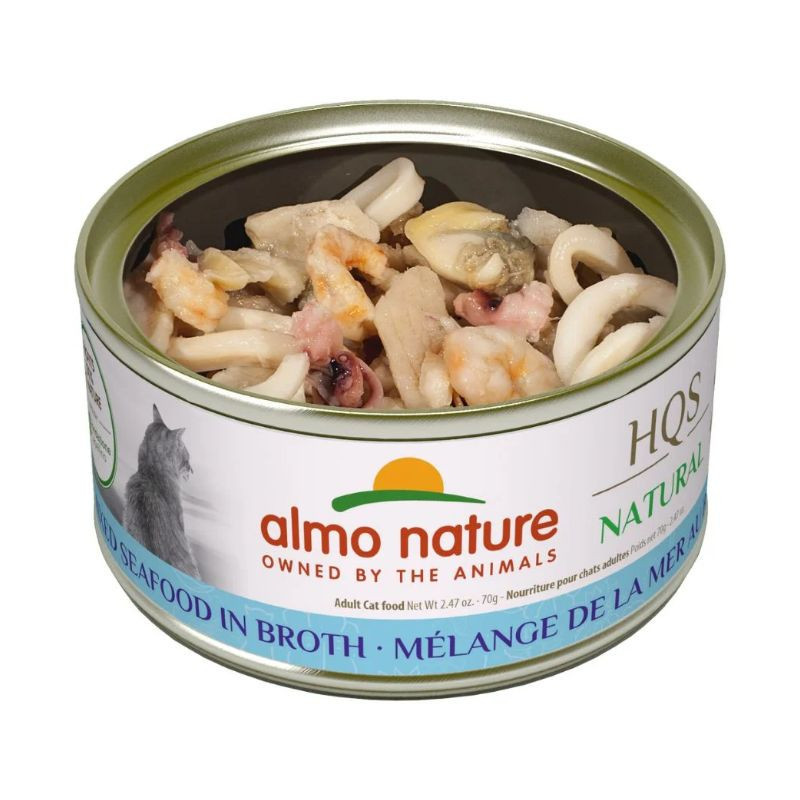 Conserve Mélange de la Mer en Bouillon pour Chats, 70g – Almo Nature HQS Natural