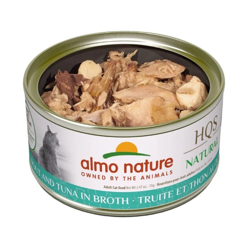 Conserve Truite et Thon en Bouillon pour Chats, 70g – Almo Nature HQS Natural